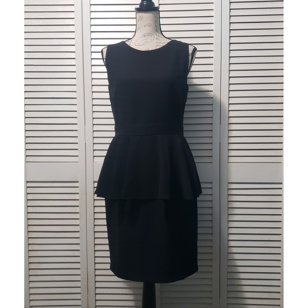 Sarar Sleeveless Peplum Dress‎ Women's Size 38 (8 US) Black Knee Length
